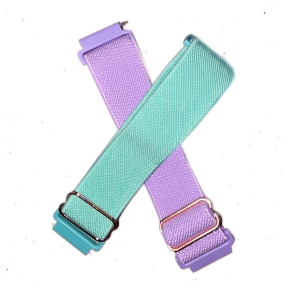 New Fabric Elastic Watch Bands - Set of 2 - Green/Purple (Pin Connection) - Picture 1 of 5